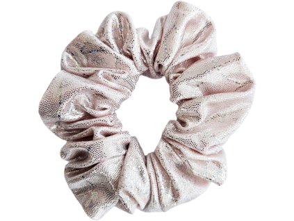 Třpytiva gumicka na vlasy scrunchie svetla ruzova