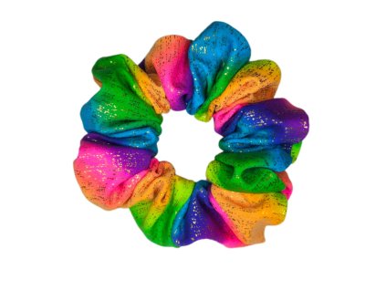 Gumicka scrunchie do vlasu duhova rychleschnouci party 01