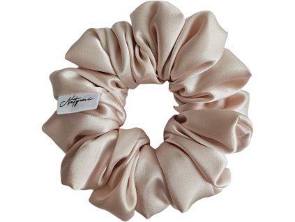 Satenova pudrova svetla gumicka do vlasu scrunchie