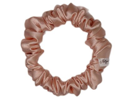 Pudrova satenova scrunchie do vlasu