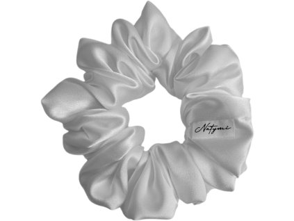 Bila gumicka scrunchie do vlasu satenova