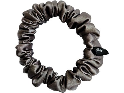 Uzka scrunchie na vlasy dark taupe