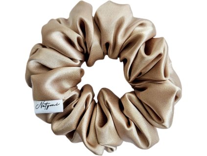Bezovy satenovy doplnek do vlasu scruncie