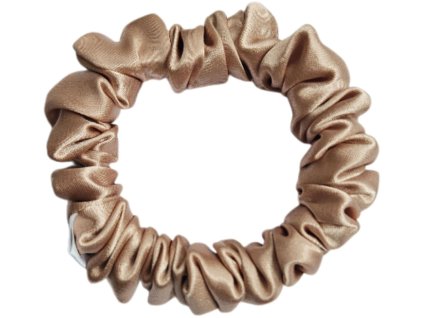 Bezovy satenovy doplnek do vlasu scrunchie uzka