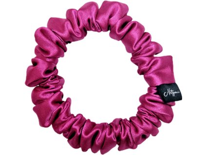 Satenova gumicka scrunchie na vlasy uzka fuchsiova
