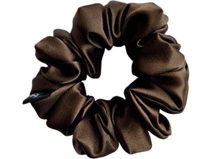 Siroka scrunchie gumicka na vlasy tmave hneda