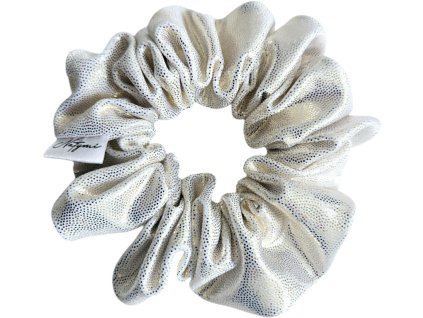 Bila gumicka na vlasy se zlatymi trpytkami