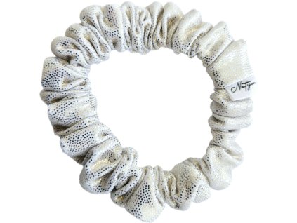 Trpytiva uzka gumicka do vlasu se zlatymi flitry bila 01