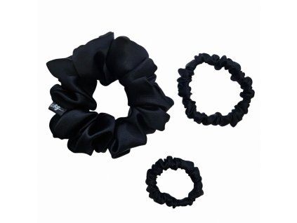 100% hedvábná gumička do vlasů - černá