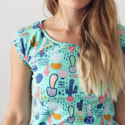 Tričko kaktusy / vel. S, M (Barva Zelená, Velikost M)