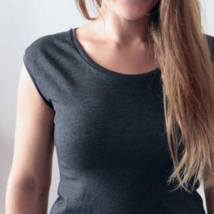 Tričko bavlněné jednobarevné / antracit melír (Barva Šedá, Velikost XL)