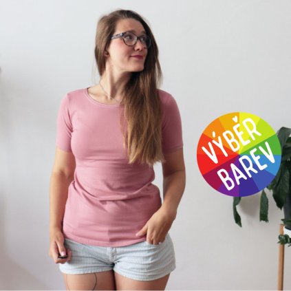 Tričko prodloužený kr.rukáv jednobarevné / VÝBĚR BAREV!