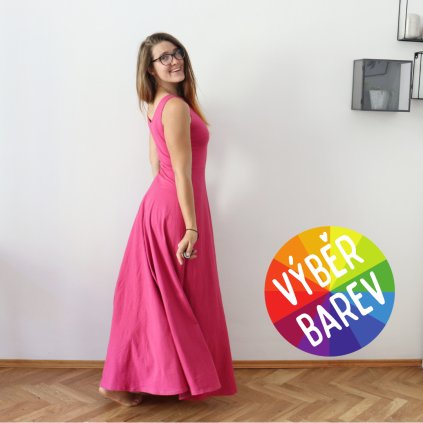 Půlkolové MAXIšaty tílkové jednobarevné / VÝBĚR BAREV!