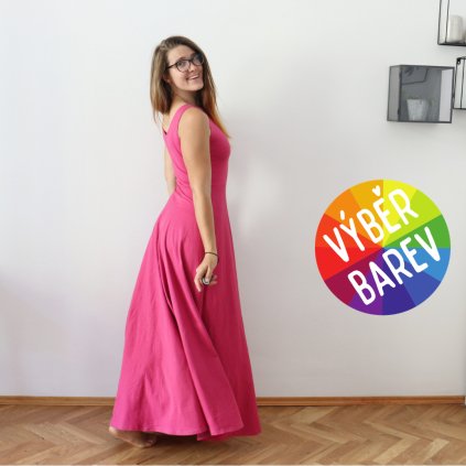 Půlkolové MAXIšaty tílkové jednobarevné / VÝBĚR BAREV!