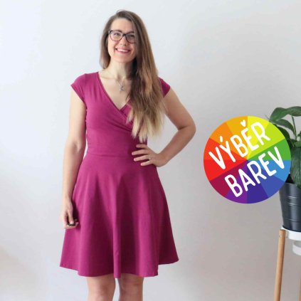 Půlkolové šaty zavinovací / kr. rukáv / jednobarevné / VÝBĚR BAREV!