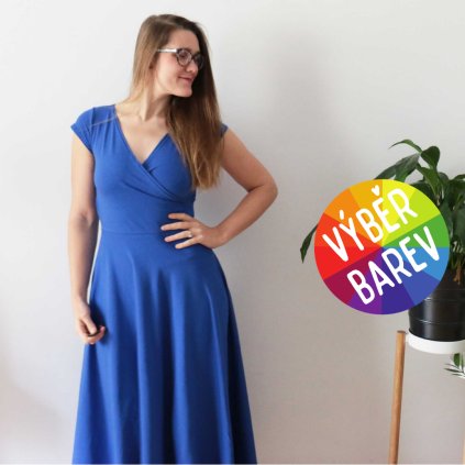 Půlkolové MAXIšaty zavinovací jednobarevné / VÝBĚR BAREV!