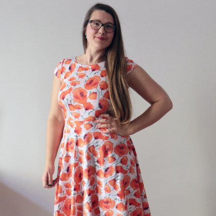 šaty půlkolo kr.rukáv máky MIDI (42)