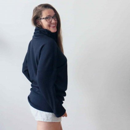 Dlouhá mikina s rolákem / tm.modrá (Barva Tmavě modrá, Velikost S/M)