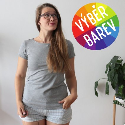 Tričko vsazovaný kr.rukáv - jednobarevné / VÝBĚR BAREV!