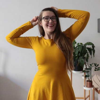 šaty půlkolo dl.rukáv počes žlutá (14)