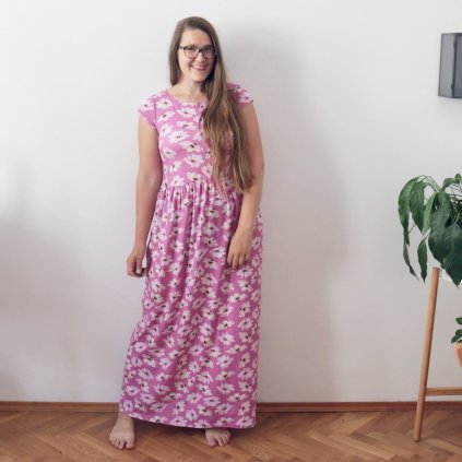 šaty řasené maxi kr.rukáv divokrásno krásenky (3)