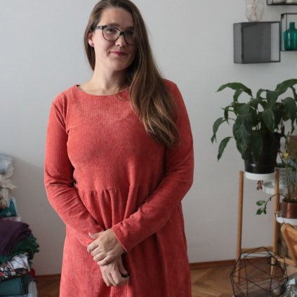 šaty řasené manžestr oranžová (9)