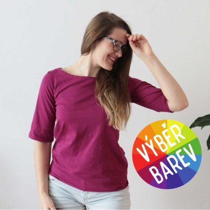 Tričko 3/4 rukáv volné - jednobarevné / VÝBĚR BAREV!