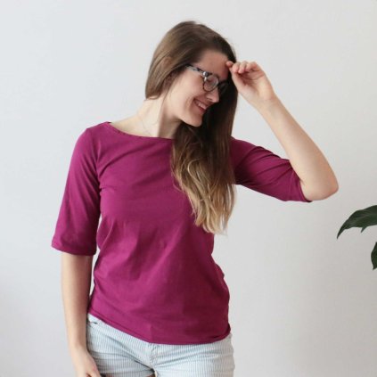 tričko dl. rukáv vsazovaný nachová (30)