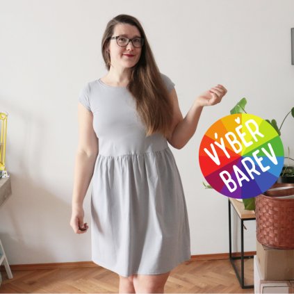 Řasené šaty jednobarevné / VÝBĚR BAREV!