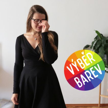 Půlkolové šaty zavinovací, jednobarevné / dlouhé rukávy / VÝBĚR BAREV!