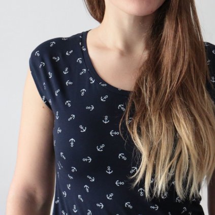 Tričko kotvičky / tm. modrá (Barva Tmavě modrá, Velikost XL)