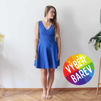 Půlkolové zavinovací šaty tílkové / jednobarevné / VÝBĚR BAREV!