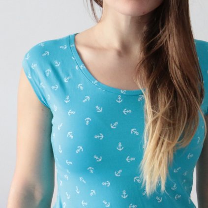 Tričko kotvičky / tyrkysová (Barva Tyrkysová, Velikost XL)