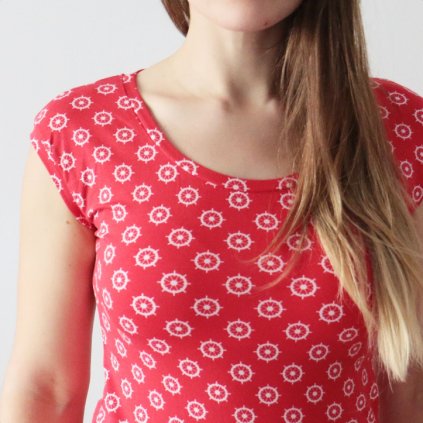 Tričko BIO kormidla / červená / vel. M, L (Barva Červená, Velikost L)