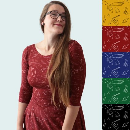 Půlkolové šaty 3/4 rukáv Expelliarmus / vel. L