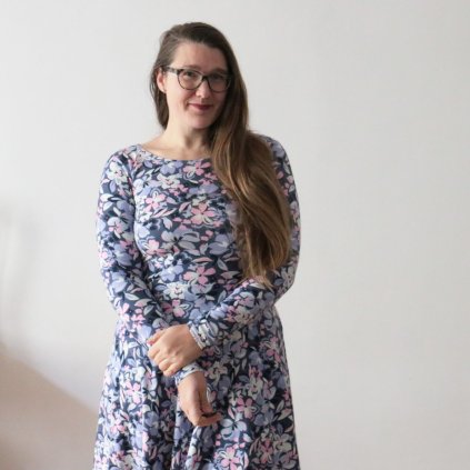 šaty půlkolo dlouhý rukáv květy modro růžová (8)