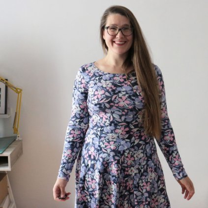 šaty půlkolo dlouhý rukáv květy modro růžová (33)