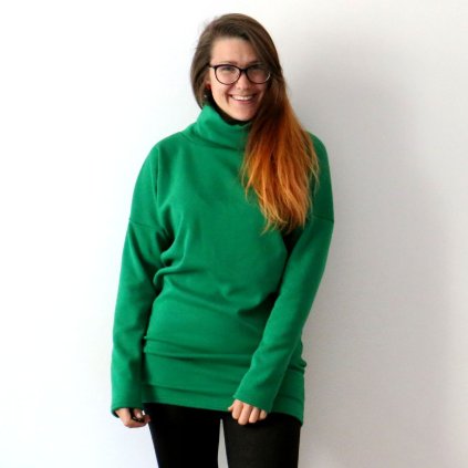 Dlouhá mikina s rolákem / zelená