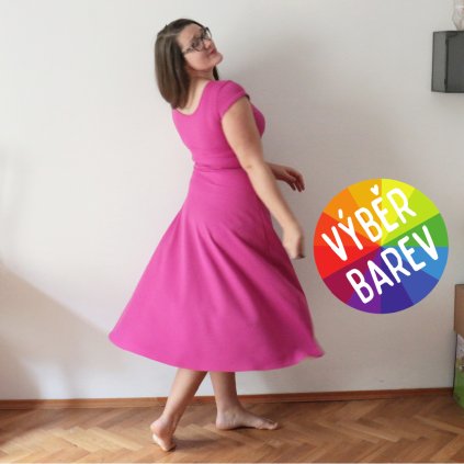 Půlkolové MIDI šaty jednobarevné / VÝBĚR BAREV!