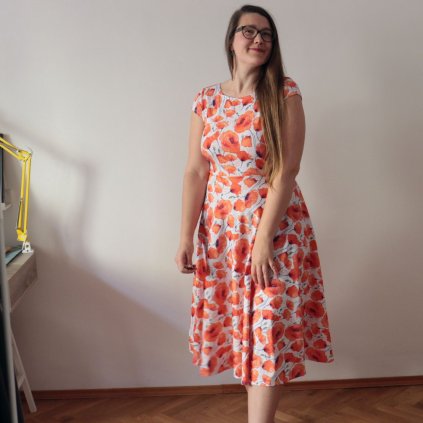 šaty půlkolo kr.rukáv máky MIDI (45)