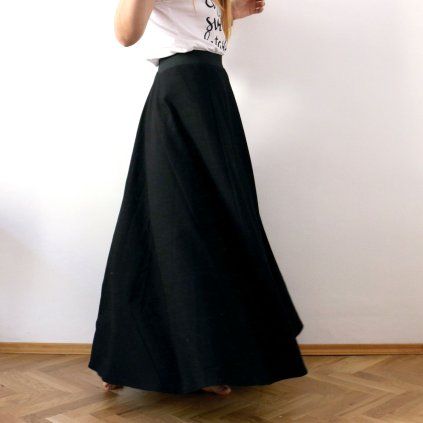 sukně dlouhá půlkolo úplet černá (9)