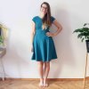 Půlkolové šaty jednobarevné / petrol / kr. rukáv (Barva Petrolejová, Délka rukávu motýlkový (jako jste zvyklé), Velikost S)