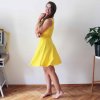 Půlkolové šaty tílkové / zářivá žlutá (Barva Žlutá, Velikost L)