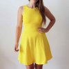 Půlkolové šaty tílkové / zářivá žlutá (Barva Žlutá, Velikost L)