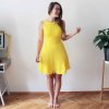 Půlkolové šaty tílkové / zářivá žlutá (Barva Žlutá, Velikost L)