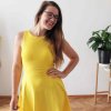 Půlkolové šaty tílkové / zářivá žlutá (Barva Žlutá, Velikost L)