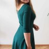 Půlkolové šaty, tm.zelená / 3/4 rukávy (Barva Tmavě zelená, Velikost M)