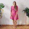 Půlkolové šaty, tlumená růžová / 3/4 rukávy (Barva Růžová, Velikost L)