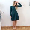 Půlkolové šaty, tm.zelená / dl. rukávy (Barva Tmavě zelená, Velikost L)