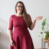 šaty půlkolo rukáv krajka vínová+ šedá (2)